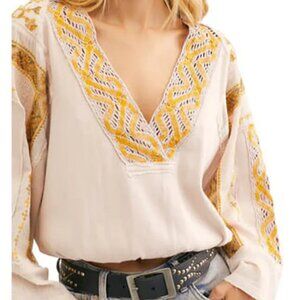 Free People Cross Country Embroidered Boho Blouse Top – Small - SOLD OUT